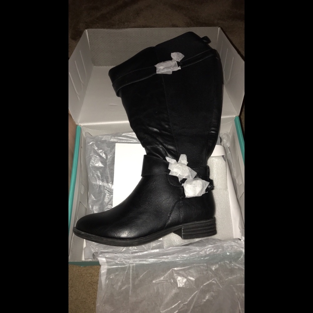 Black knee high riding boots
